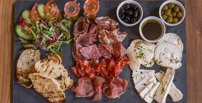 Commercial Food Photography including Gourmet Cheese and Meat Platter.