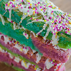 Commercial Food Photography including Close-up of Multi-coloured Cake