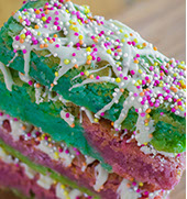Commercial Food Photography including Close-up of Multi-coloured Cake