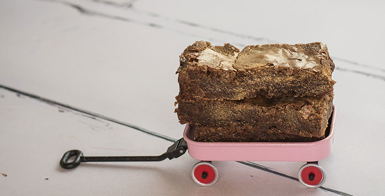 Commercial Photography of Close-up Brownie on Small Cart.