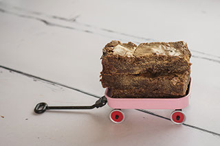Commercial Photography of Close-up Brownie on Small Cart.