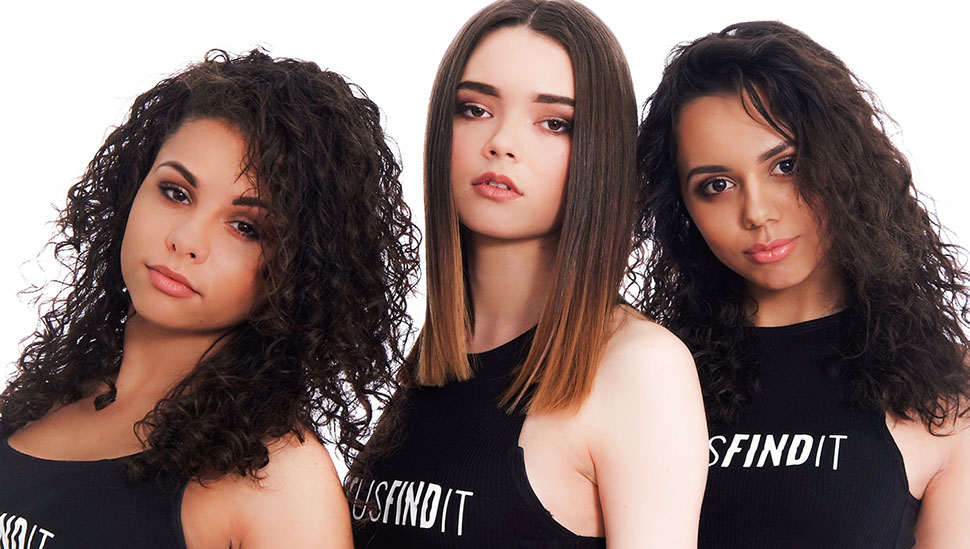 Promotional Photography including Three Female Fashion Models in Branded T-Shirts.